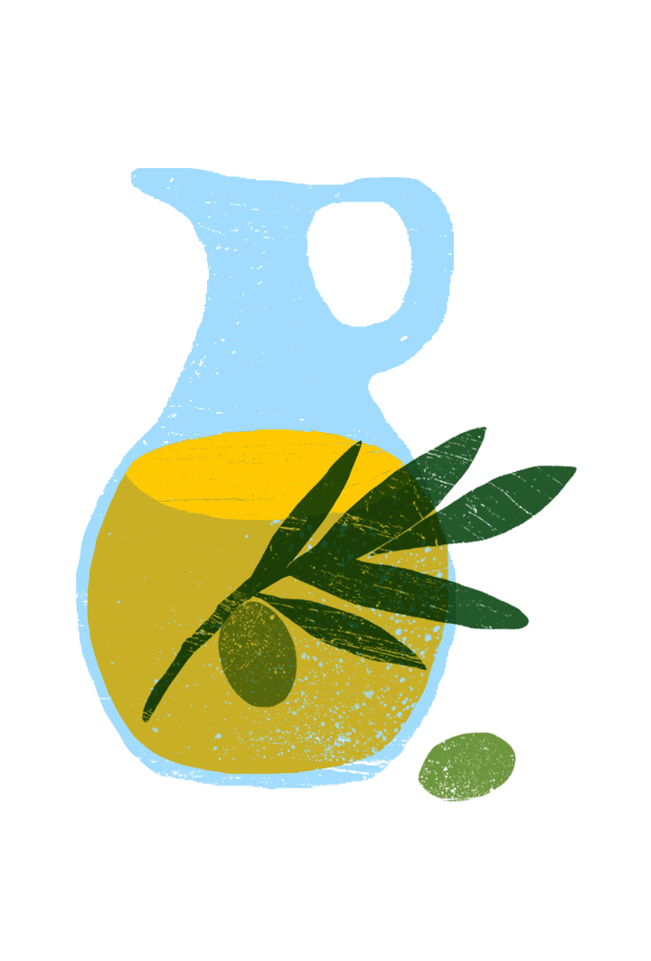 digital drawing of an olive oil bottle.