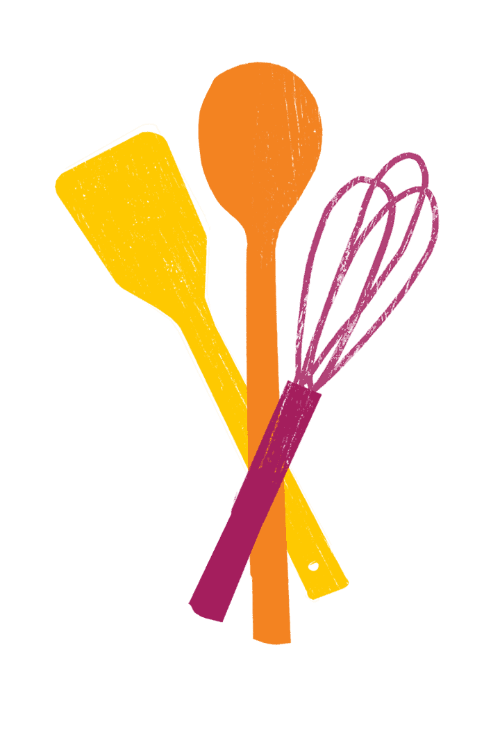 icon of a whisk and two spatulas.