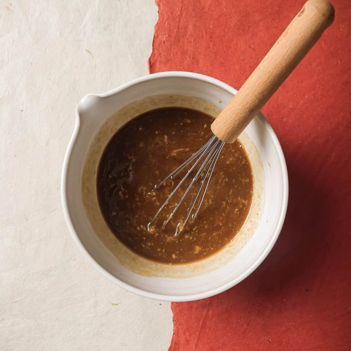 whisked ingredients in the bowl.