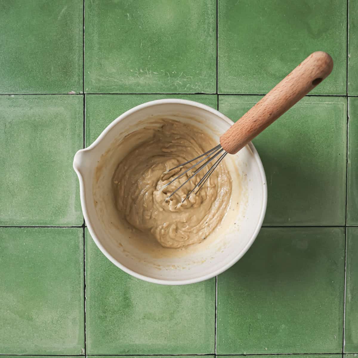 whisked ingredients in the bowl.