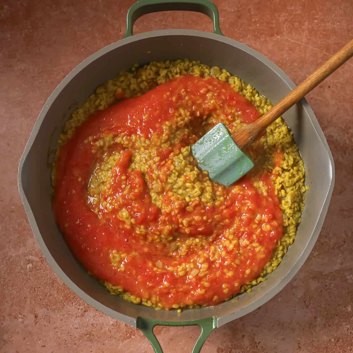 tomatoes added to dal.