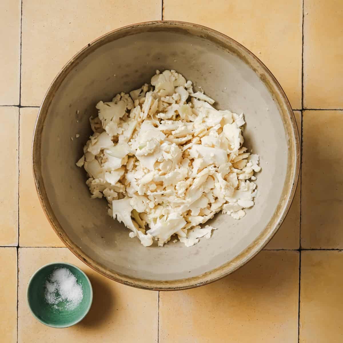 shaved cauliflower in a bowl.